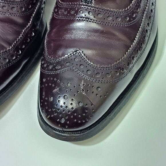Allen Edmonds McAllister Wingtip Shoes Burgundy MENS Size 7.5 D Preppy Oldmoney